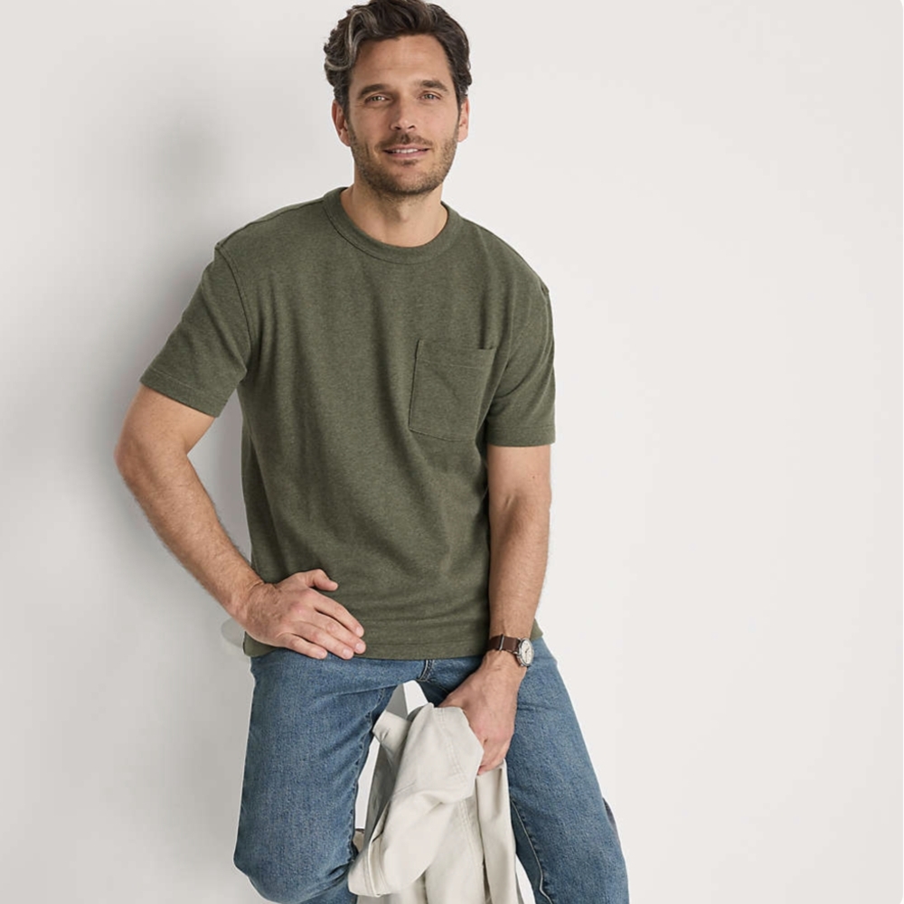 NWOT Men's Heavyweight Olive Green T-Shirt, Sized Large-Tall
